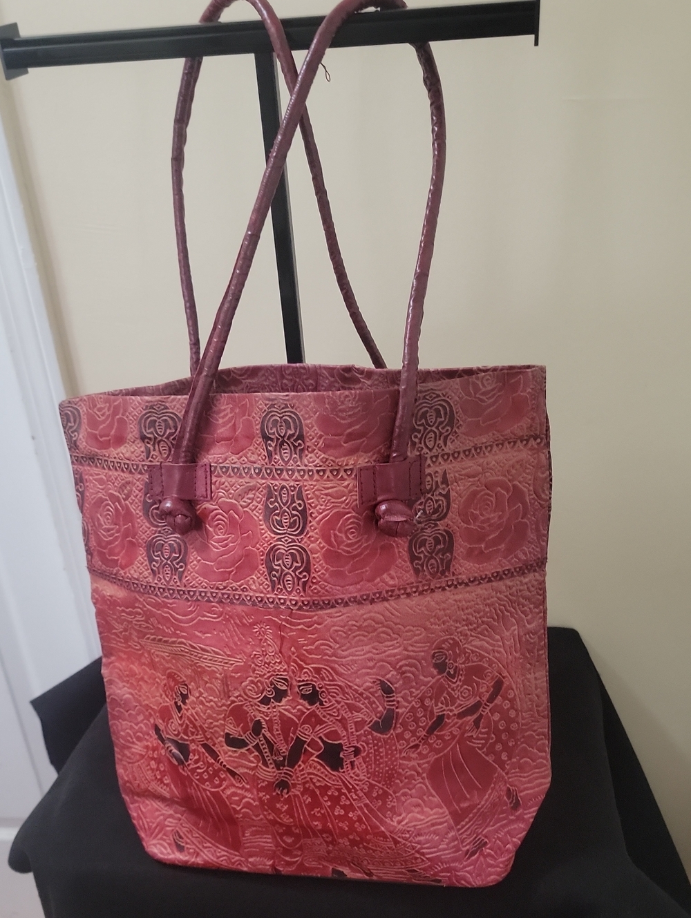 Elegant Leather Embossed Tote Bag -